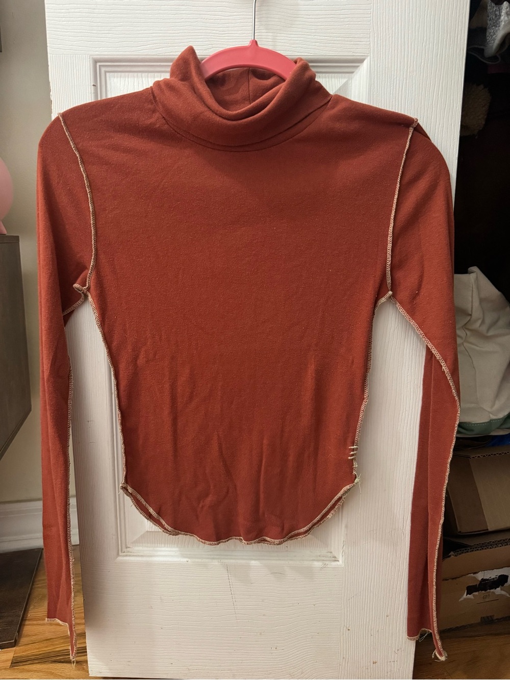 BDG Burnt Orange Ribbed Turtleneck